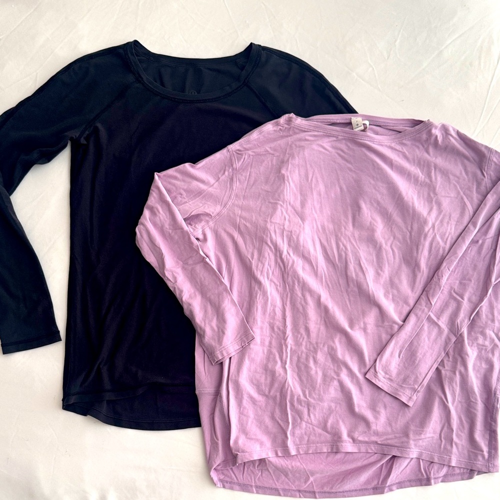 lululemon athletica Black and Lavender Long Sleeve Tops